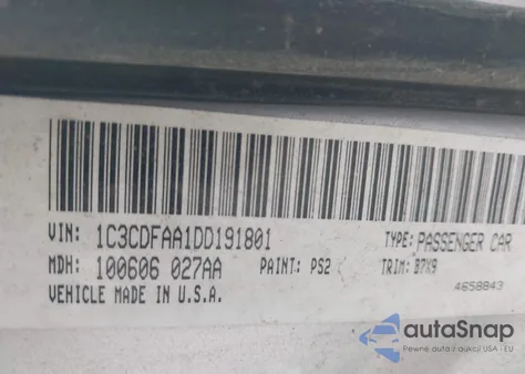 2013 Dodge Dart Se z USA, uszkodzony, nr VIN 1C3CDFAA1DD191801